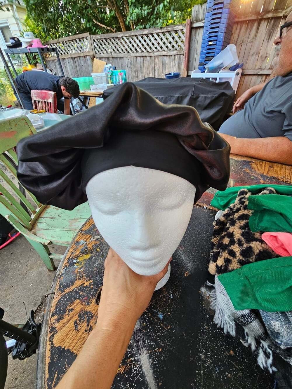 Evolve Firstline USA Black Satin Sleep Bonnet Hair Wrap Cap